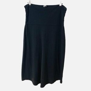 Eddie Bauer Pull On Jersey Knit Skirt Wide Band Ruching on Waist Sides High Low